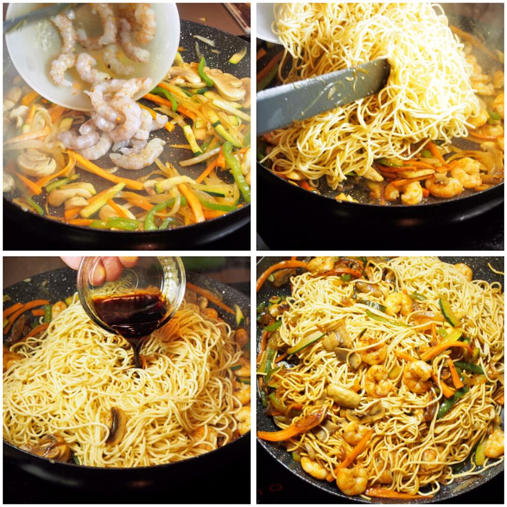 Salteado de noodles con gambas y verduras - Paso 4