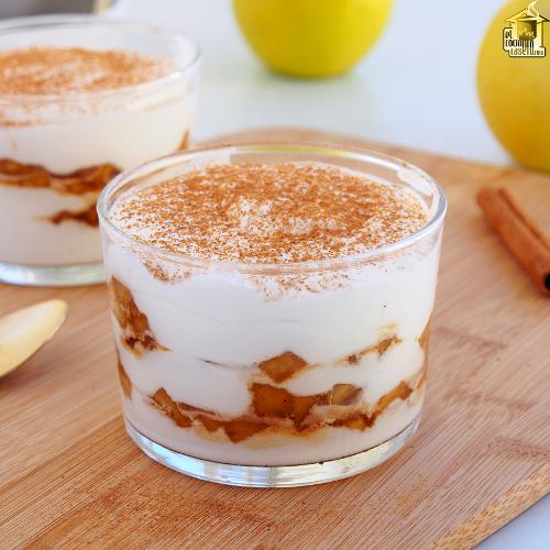 Mousse de requesón con manzana caramelizada